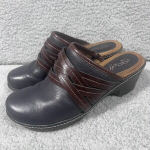 Euro Soft By Sofft Size 39/9/9.5 Blue Brown Comfort Clogs Braided